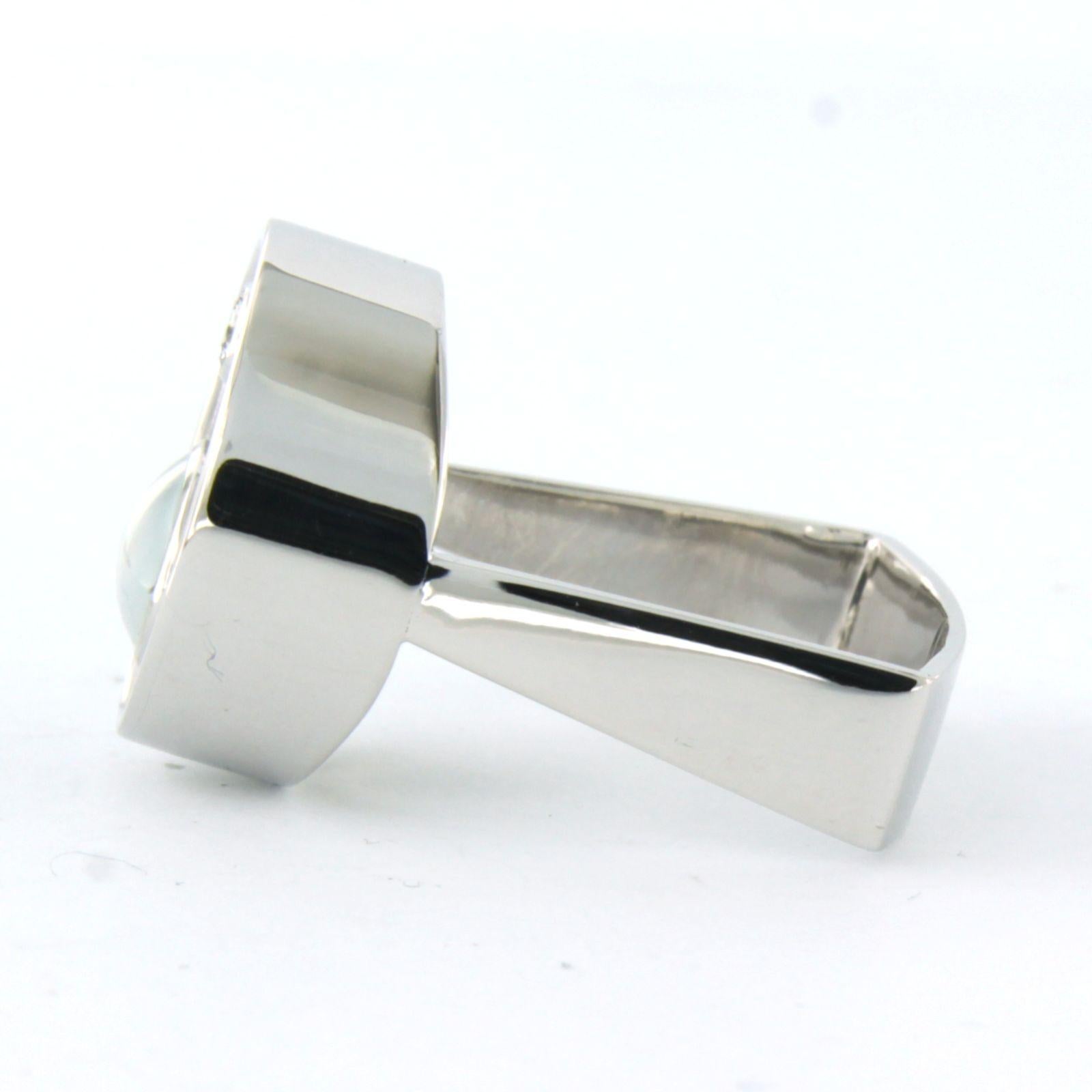 Brilliant Cut Ring with opal and brilliant cut diamond up to 0.08ct 14k white gold For Sale