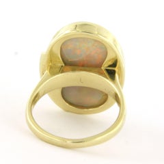 ring with opal and brilliant cut diamonds up to 0.30ct 14k gold 11.0 grams