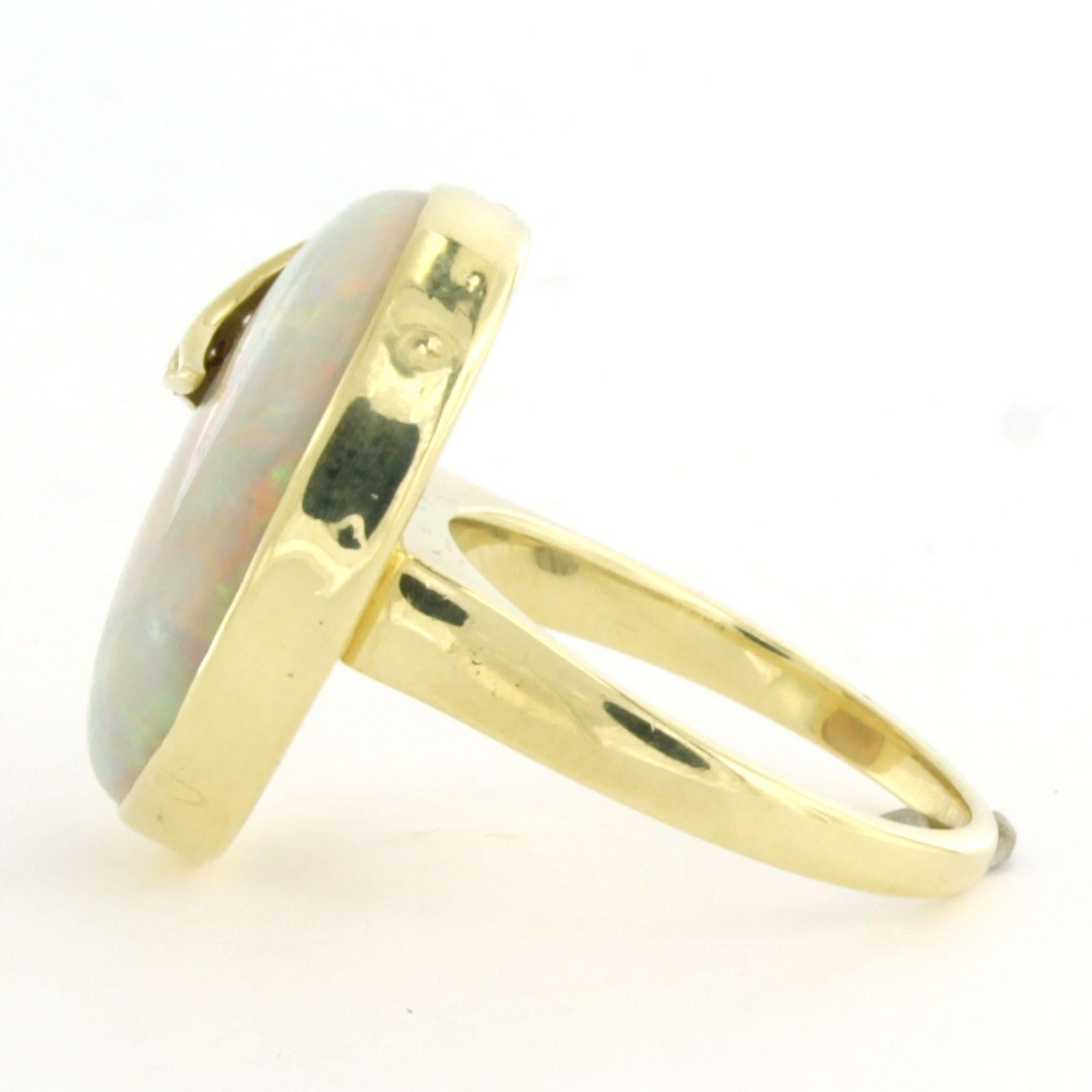 Anillo de oro amarillo de 14k con ópalo y diamante talla brillante de hasta 0,30 ct - F/G - VS/SI - talla US 7,75 - EU 18(57)

Descripción detallada:

La parte superior del anillo mide 2,3 cm de ancho y 1,0 cm de alto.

Talla del anillo US 7.75 - EU