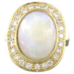 Ring with opal and brilliant cut diamonds up to 1.50ct 14k gold 10.1 grams