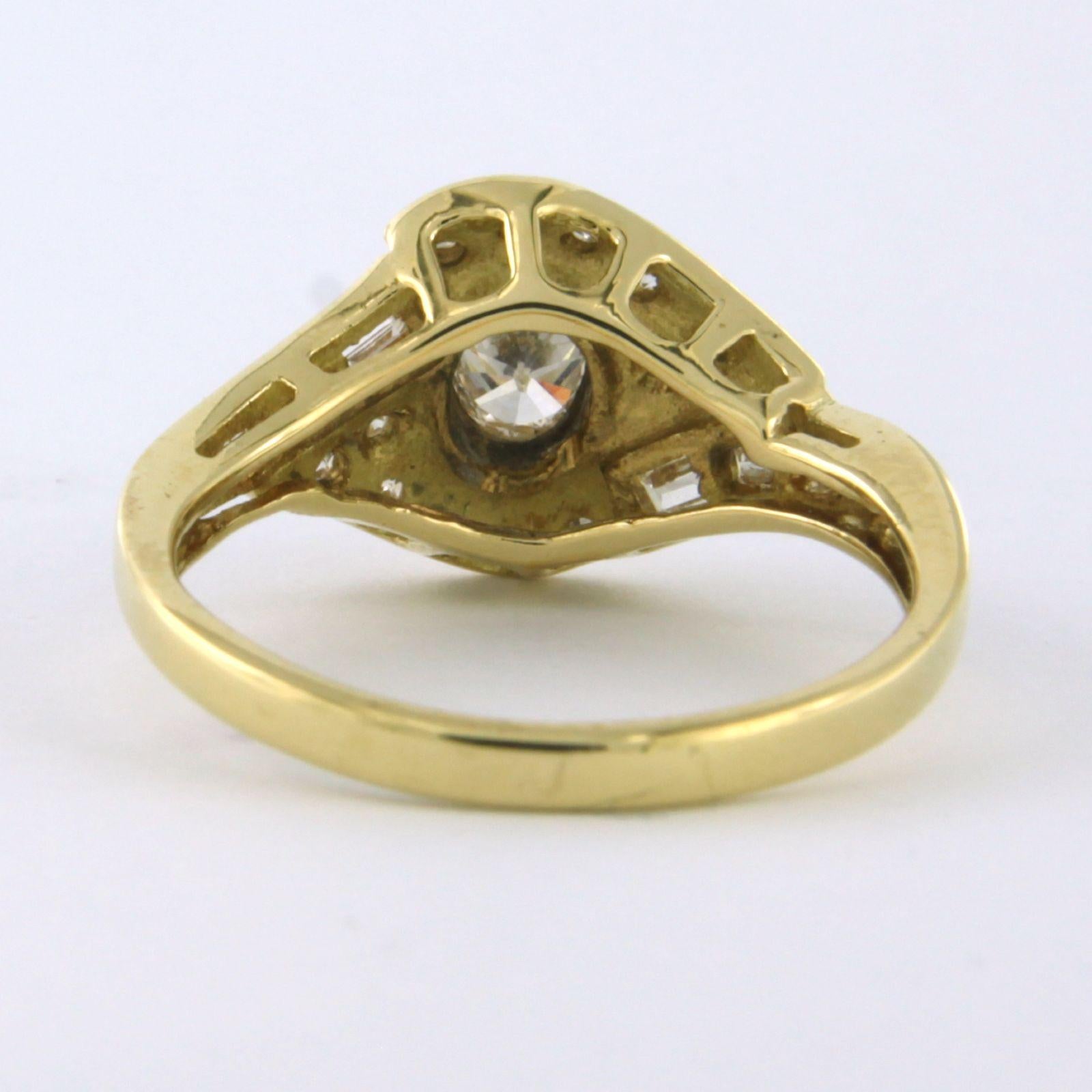 Ring with oval, baguette and single cut diamonds up to 0.84ct 18k