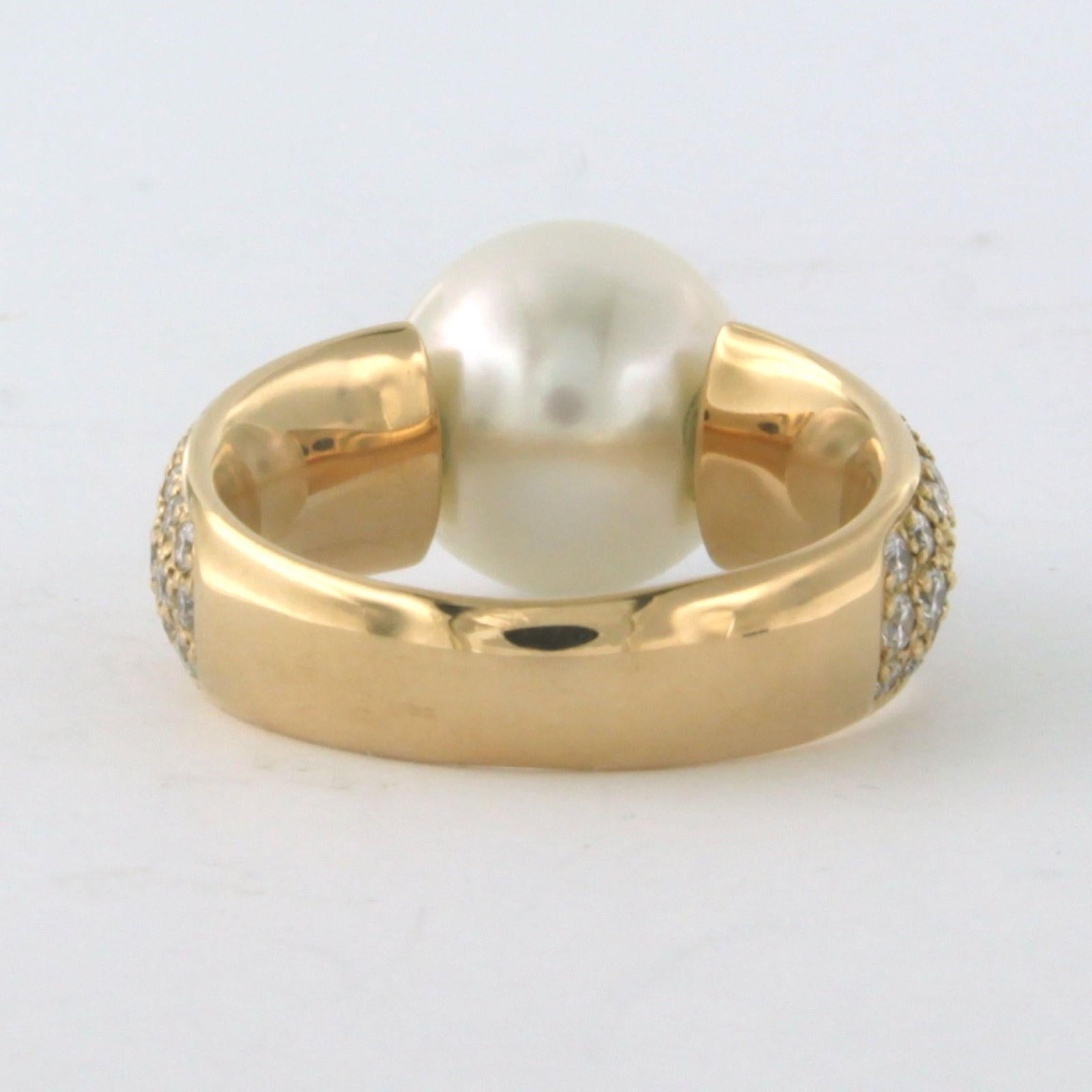 Im Angebot: Ring mit Perle und Diamanten im Brillantschliff bis zu 1,10ct 18k Gold 11,8 Gramm () 5