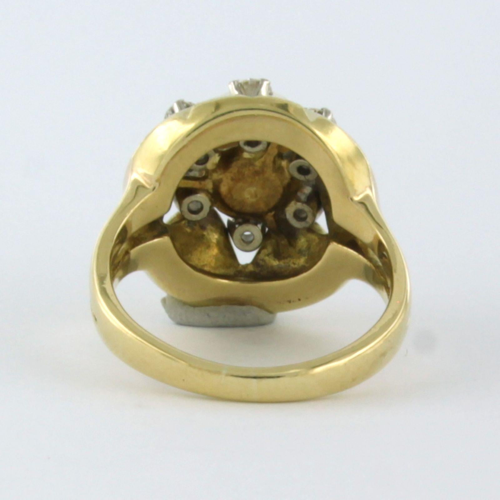 ring with pearl and diamonds 18k bicolour gold In Good Condition For Sale In The Hague, ZH