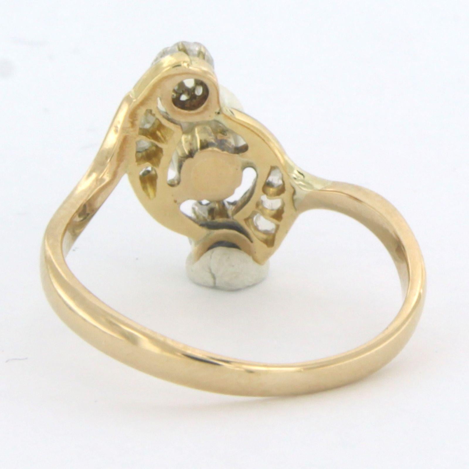 Ring with pearl and diamonds 18k bicoulour gold For Sale 1