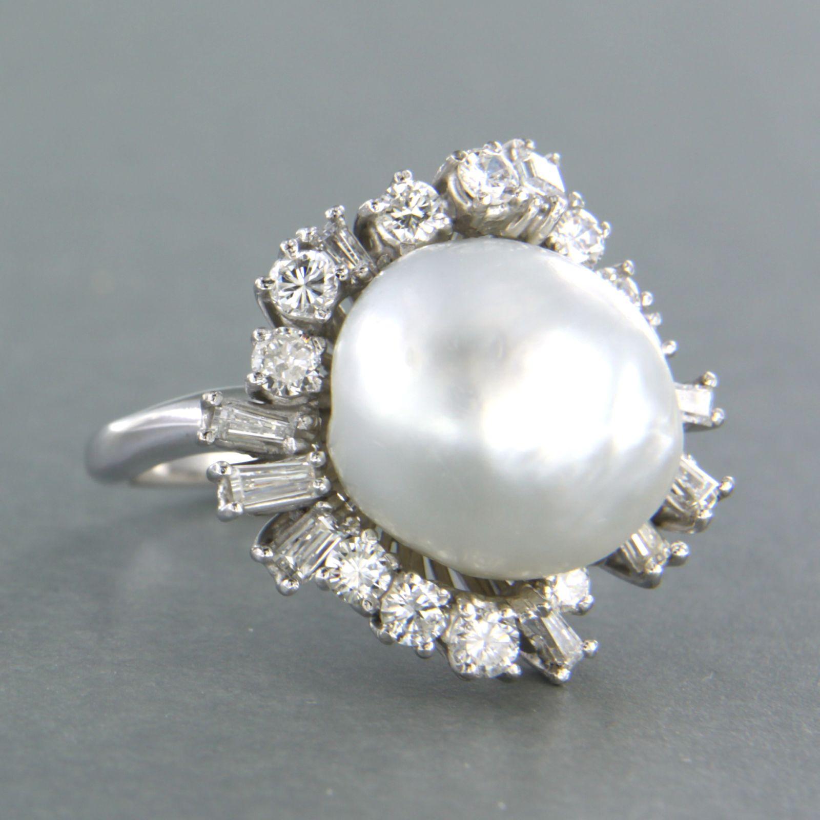 Ring with pearl and diamonds 18k white gold For Sale at 1stDibs — free download