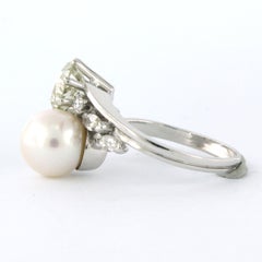 Ring mit Perle und Diamanten bis zu 1,90ct 18k Weißgold 5,8 Gramm