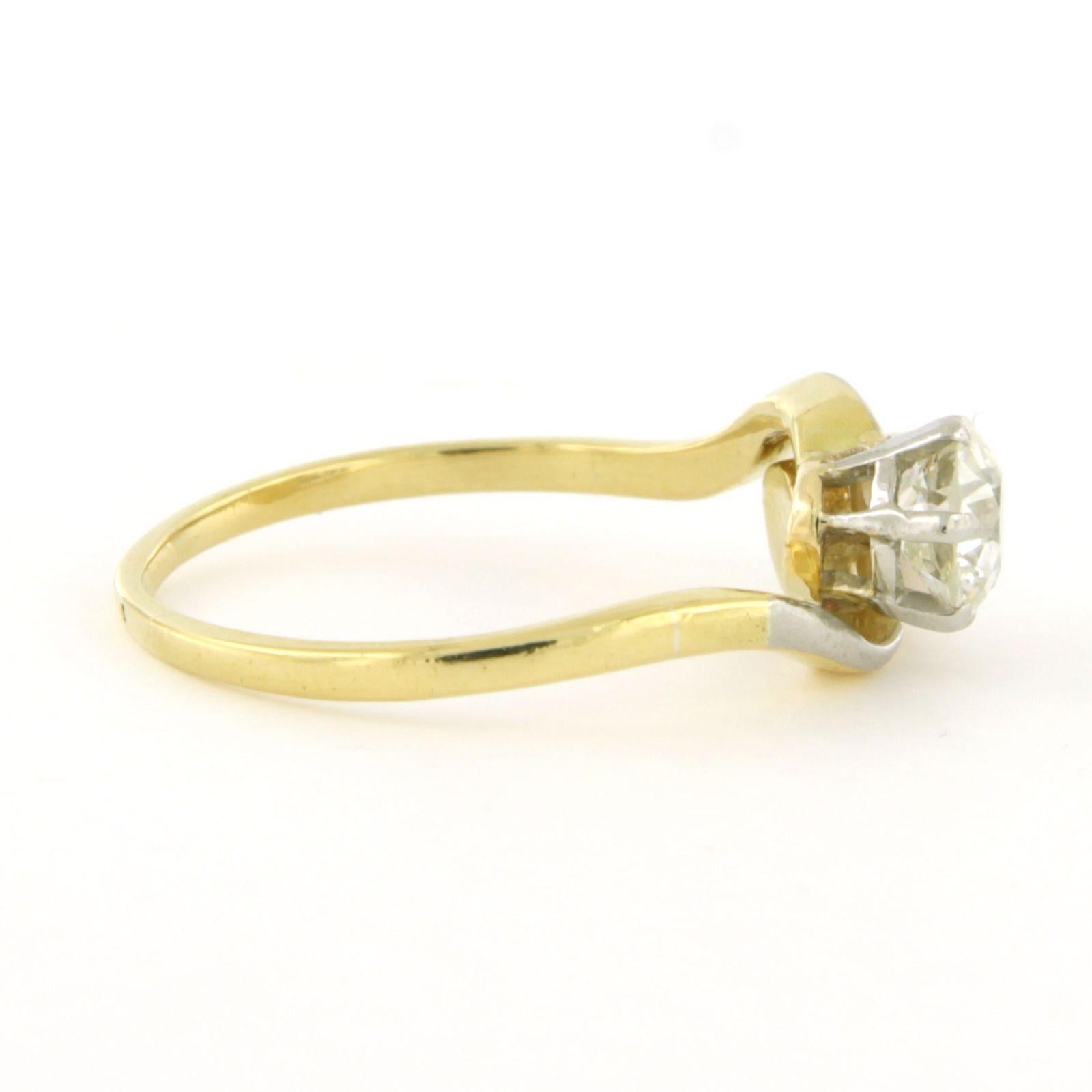 Women's Ring with pearl and old mine cut diamond up to 0.65ct 18k gold For Sale