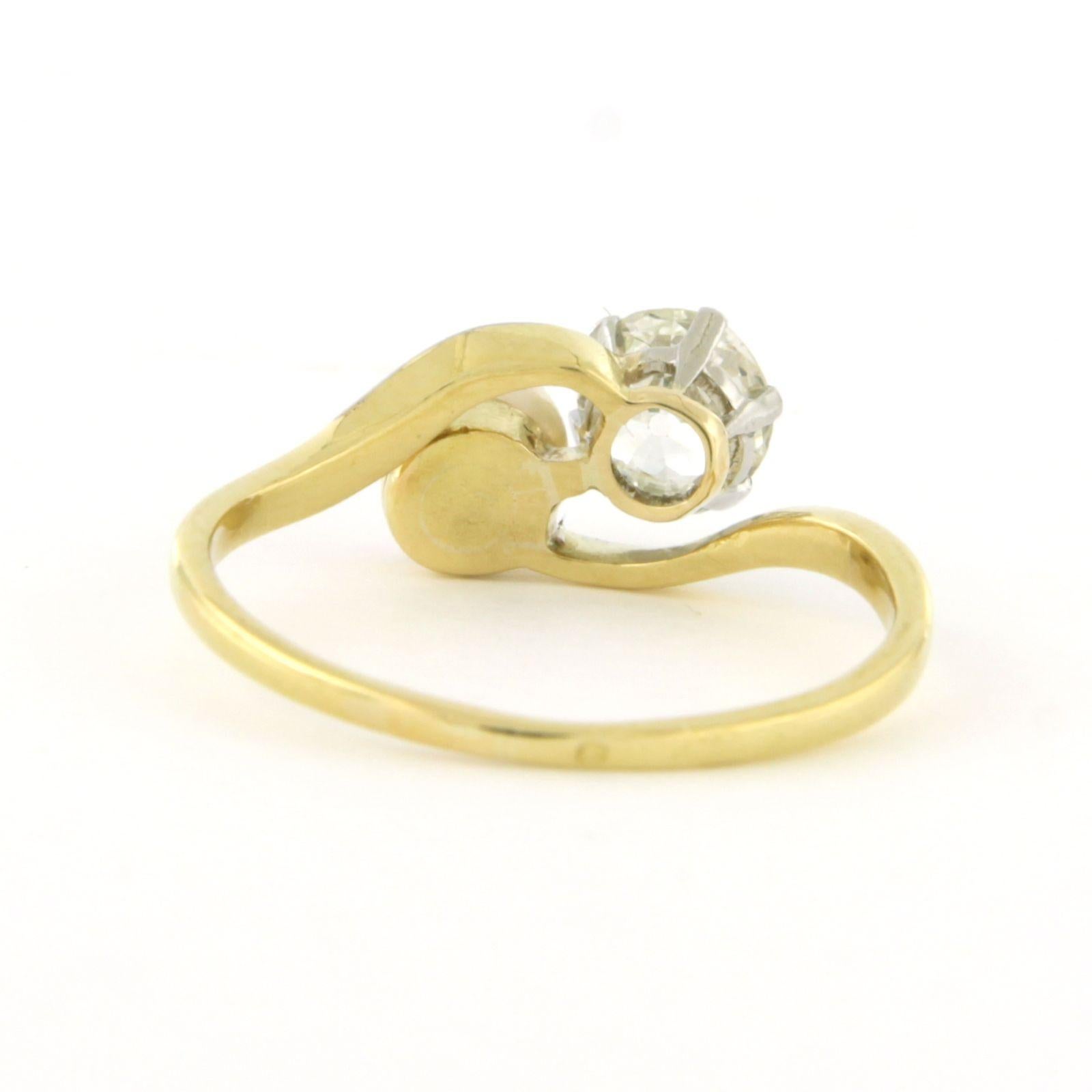 Ring with pearl and old mine cut diamond up to 0.65ct 18k gold For Sale 1