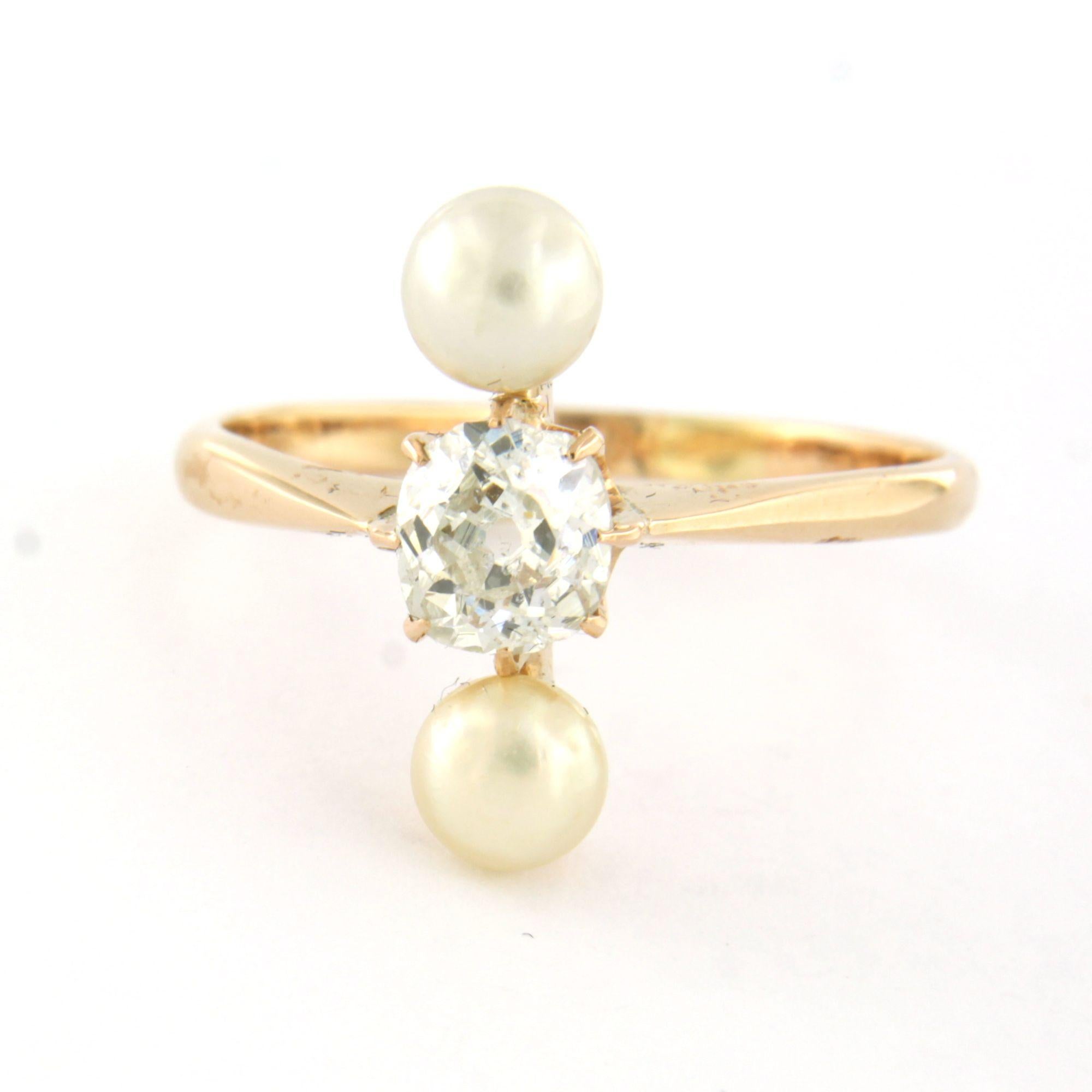 Bague en or jaune 14k sertie de perles et d'un diamant taille ancienne jusqu'à 0.80 ct - F/G - pique - taille de bague US 8.75 - EU 18.75 (59)

Description détaillée :

La partie supérieure de l'anneau mesure 1,7 cm de large et 5,8 mm de