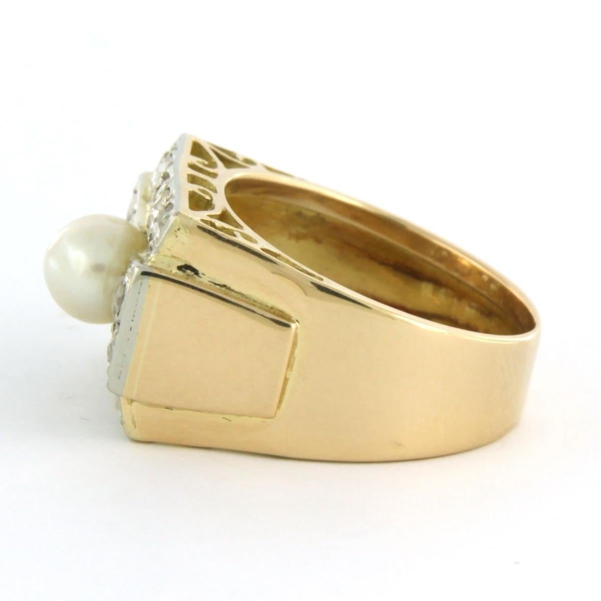 Ring mit Perlen- und Diamanten im Rosenschliff 0,20 Karat, 18 Karat zweifarbiges Gold im Zustand „Hervorragend“ im Angebot in The Hague, ZH