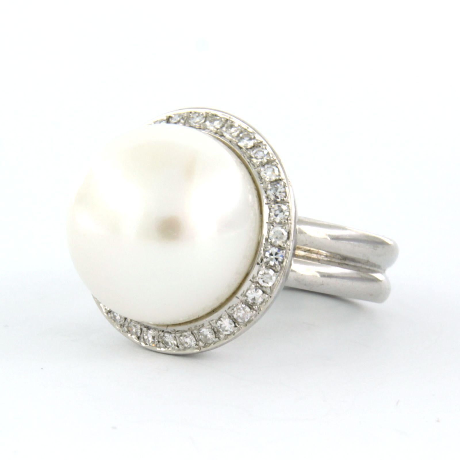 De las mujeres Anillo con perla y diamantes talla única de hasta 0,50 ct 14,2 gramos Oro blanco de 18k en venta