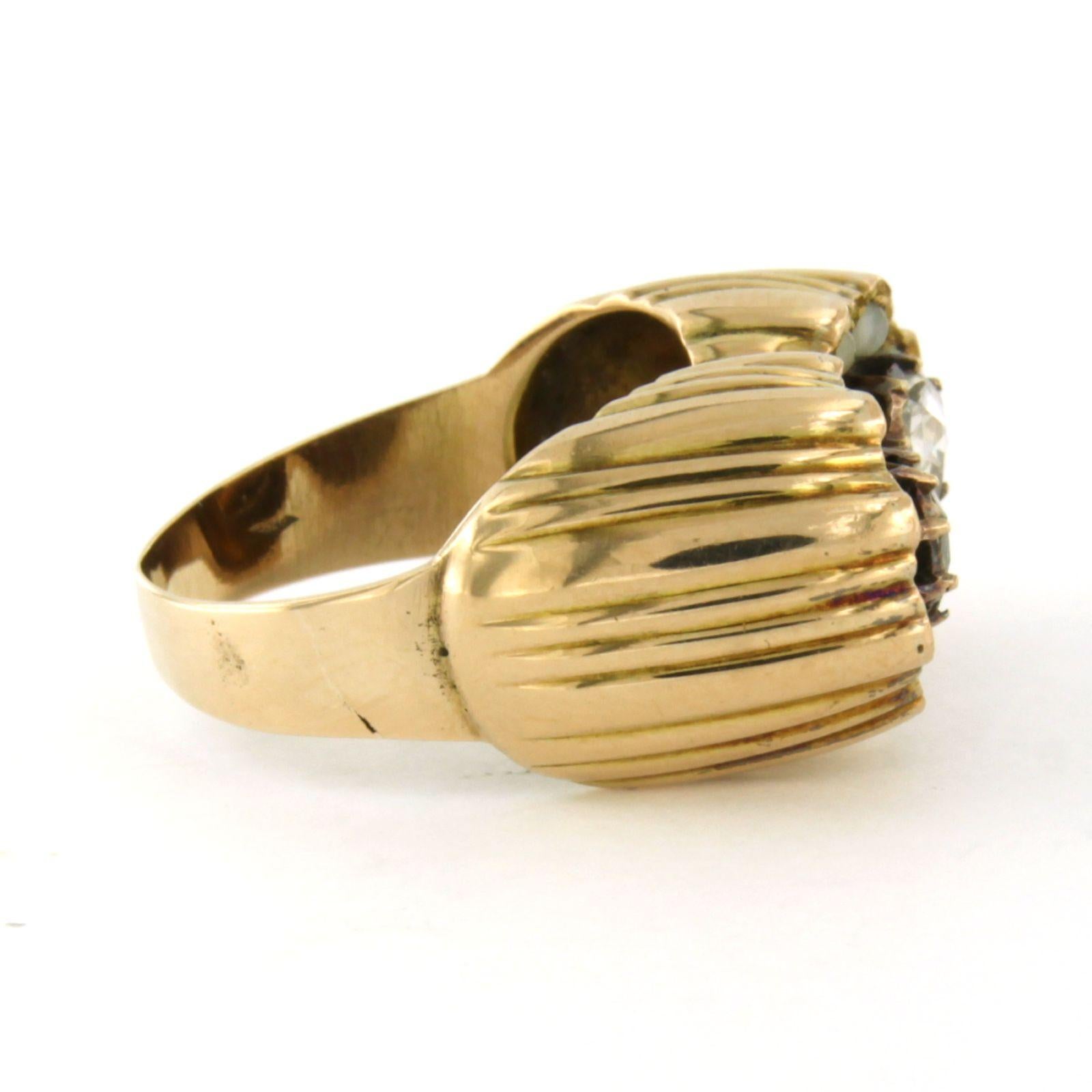 Donna Ring with pearls and rose cut diamonds up to 0.20ct 14k gold 7.4 grams in vendita