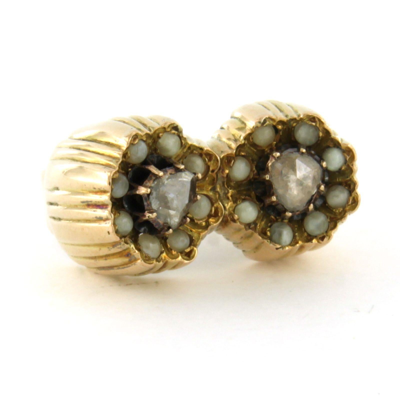 Ring with pearls and rose cut diamonds up to 0.20ct 14k gold 7.4 grams in vendita 1