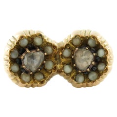 Ring with pearls and rose cut diamonds up to 0.20ct 14k gold 7.4 grams