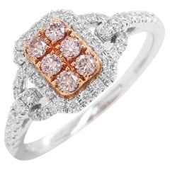 Ring aus 18 Karat Gold und Platin mit rundem rosa und weißem Diamanten im Brillantschliff