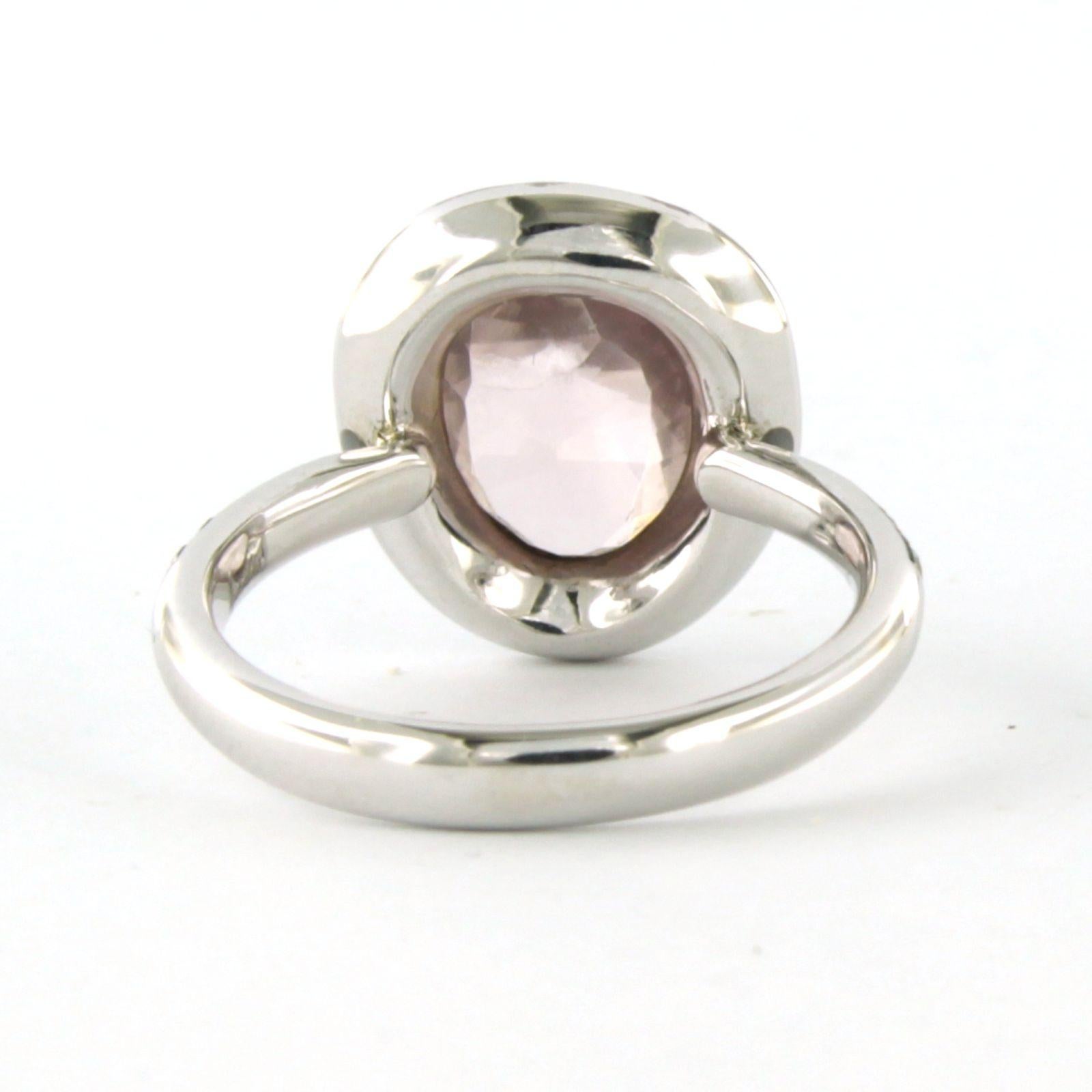 Ring mit rosa Quarz und Diamanten im Brillantschliff von bis zu 0,50 Karat aus 18 Karat Weißgold im Zustand „Hervorragend“ im Angebot in The Hague, ZH