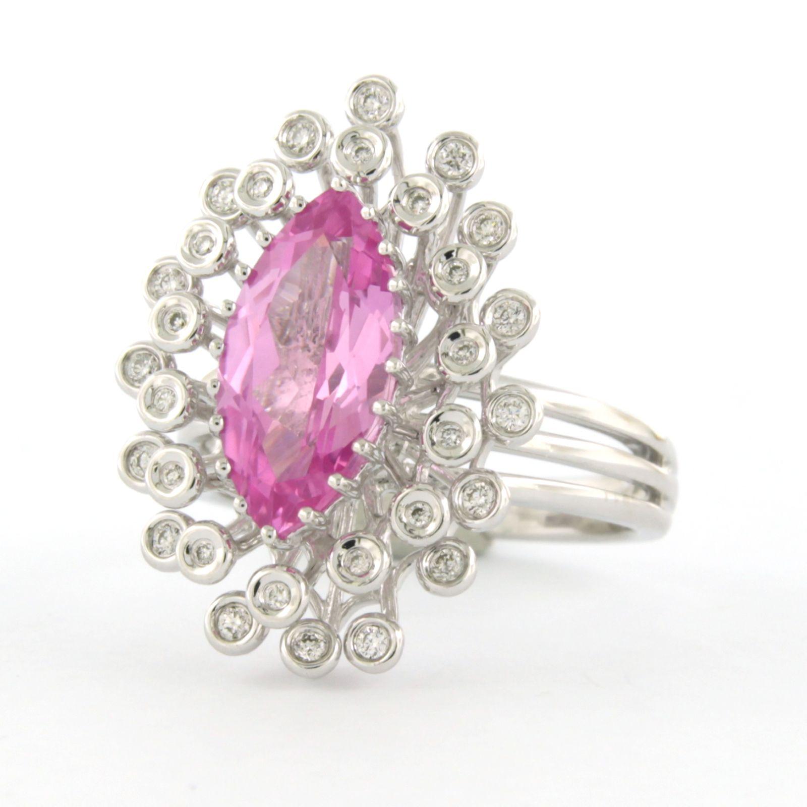 De las mujeres RIng con zafiro rosa y diamantes talla brillante de hasta 0,25ct Oro de 18k 10,2 gr en venta