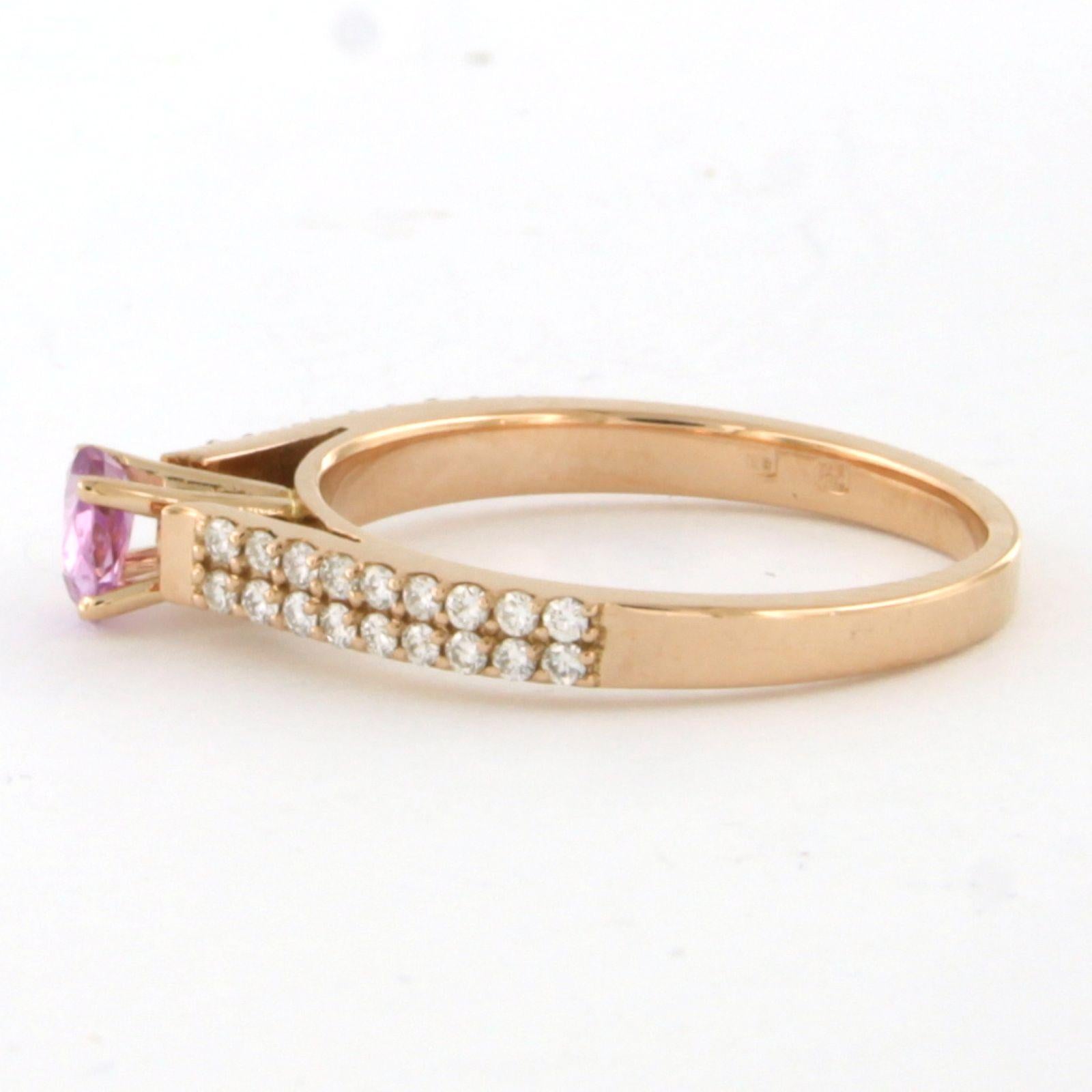 Anillo con zafiro rosa hasta 0,25 ct y diamantes talla brillante 0,26 ct Oro de 18k en Nuevo estado para la venta en The Hague, ZH