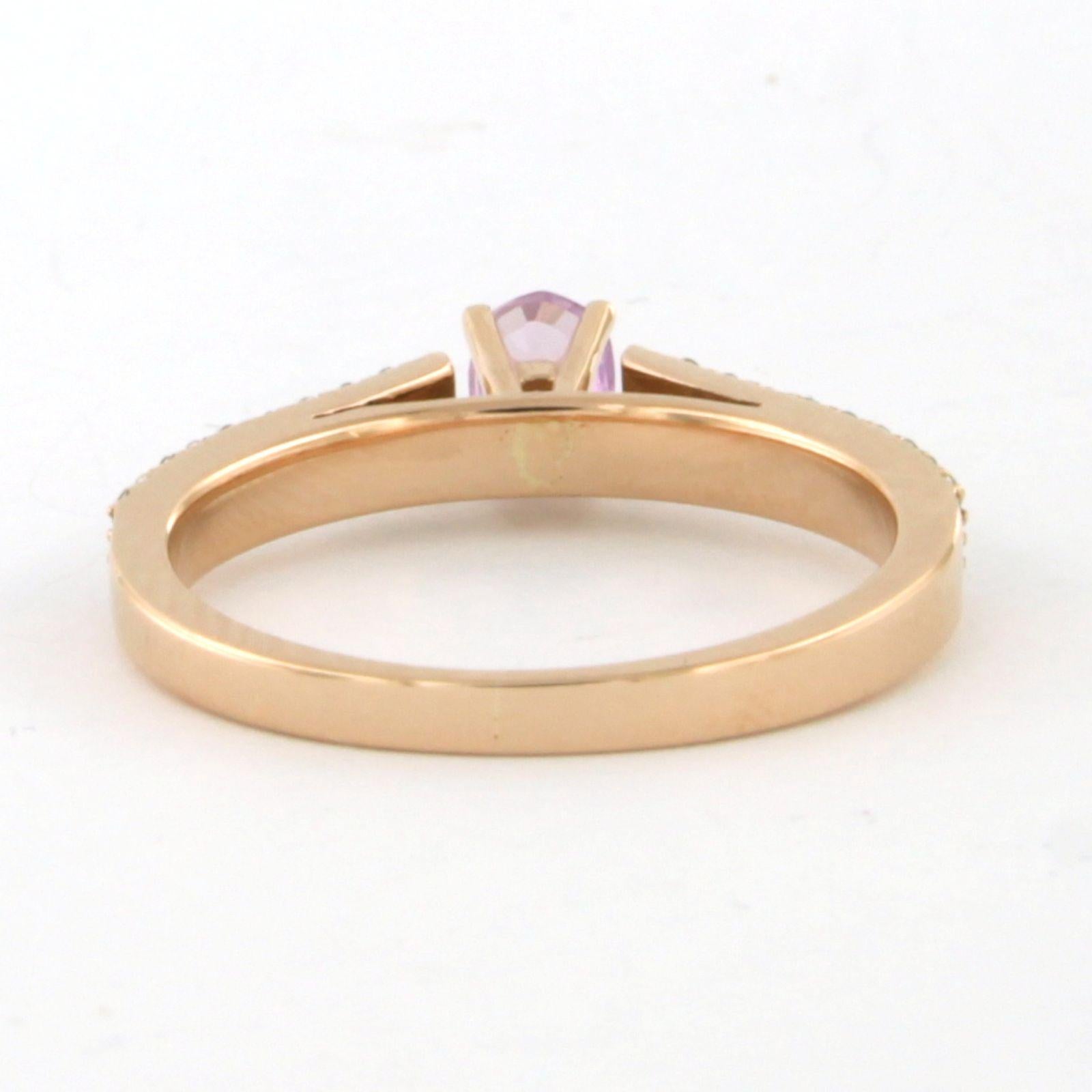 De las mujeres Anillo con zafiro rosa hasta 0,25 ct y diamantes talla brillante 0,26 ct Oro de 18k en venta