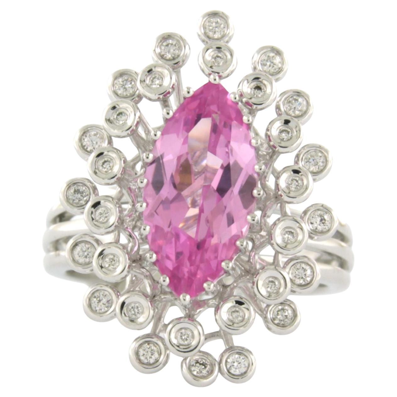 Ring with pink sapphire up to 2.00ct and brilliant cut diamonds 18k gold