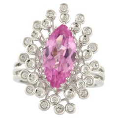 Bague avec saphir rose jusqu'à 2,00ct et diamants taille brillant Or 18k