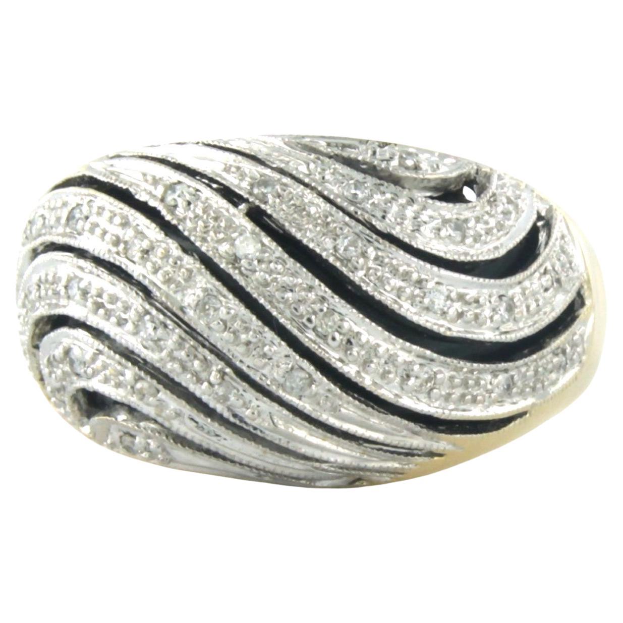 Ring with presumably onyx and single cut diamond up to 0.15ct 10.1 gram 14k gold For Sale