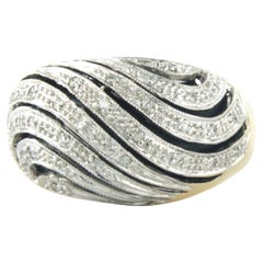 Ring with presumably onyx and single cut diamond up to 0.15ct 10.1 gram 14k gold