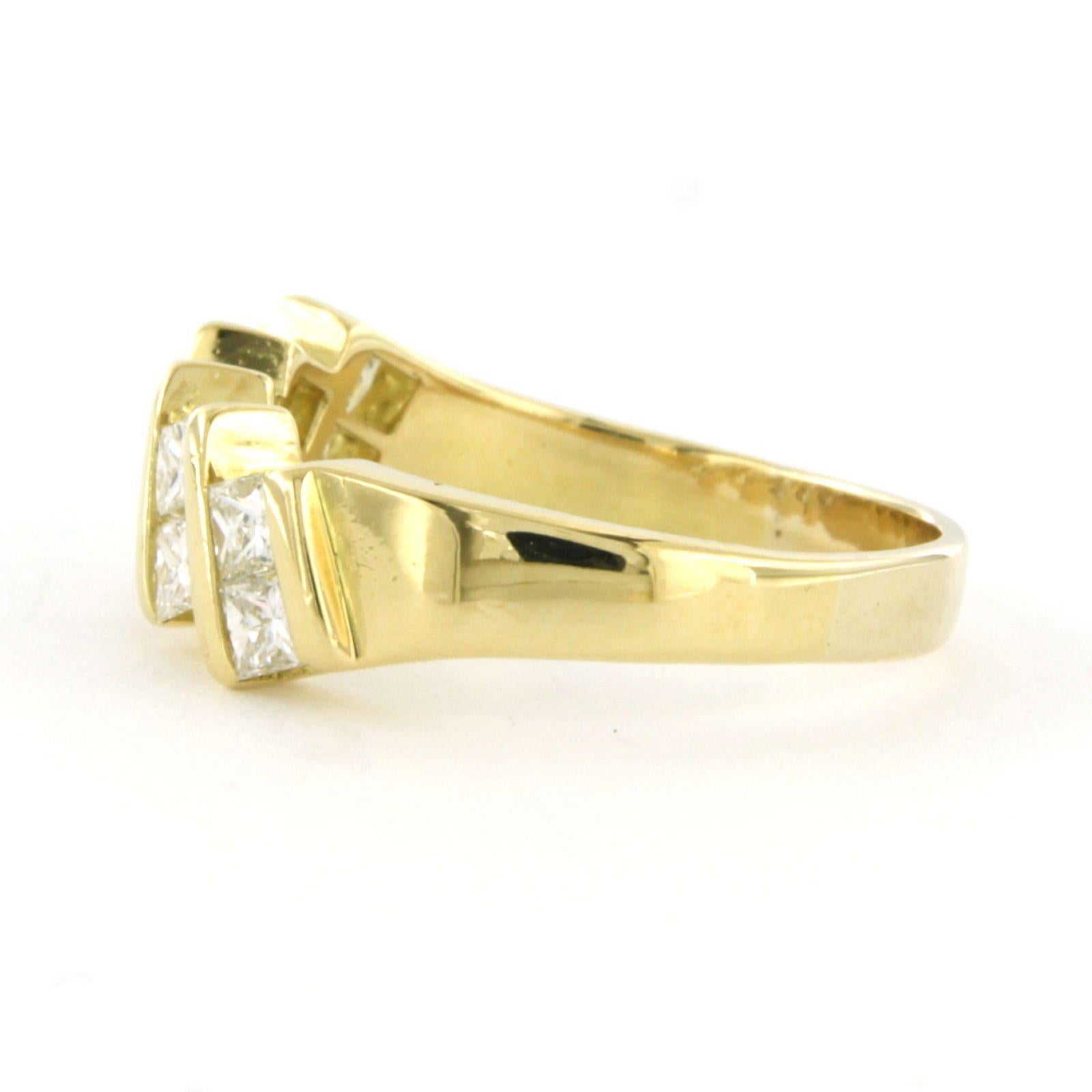 Moderne Bague avec diamants de taille prince jusqu'à 1,00ct Or jaune 14k 5,1 grammes en vente