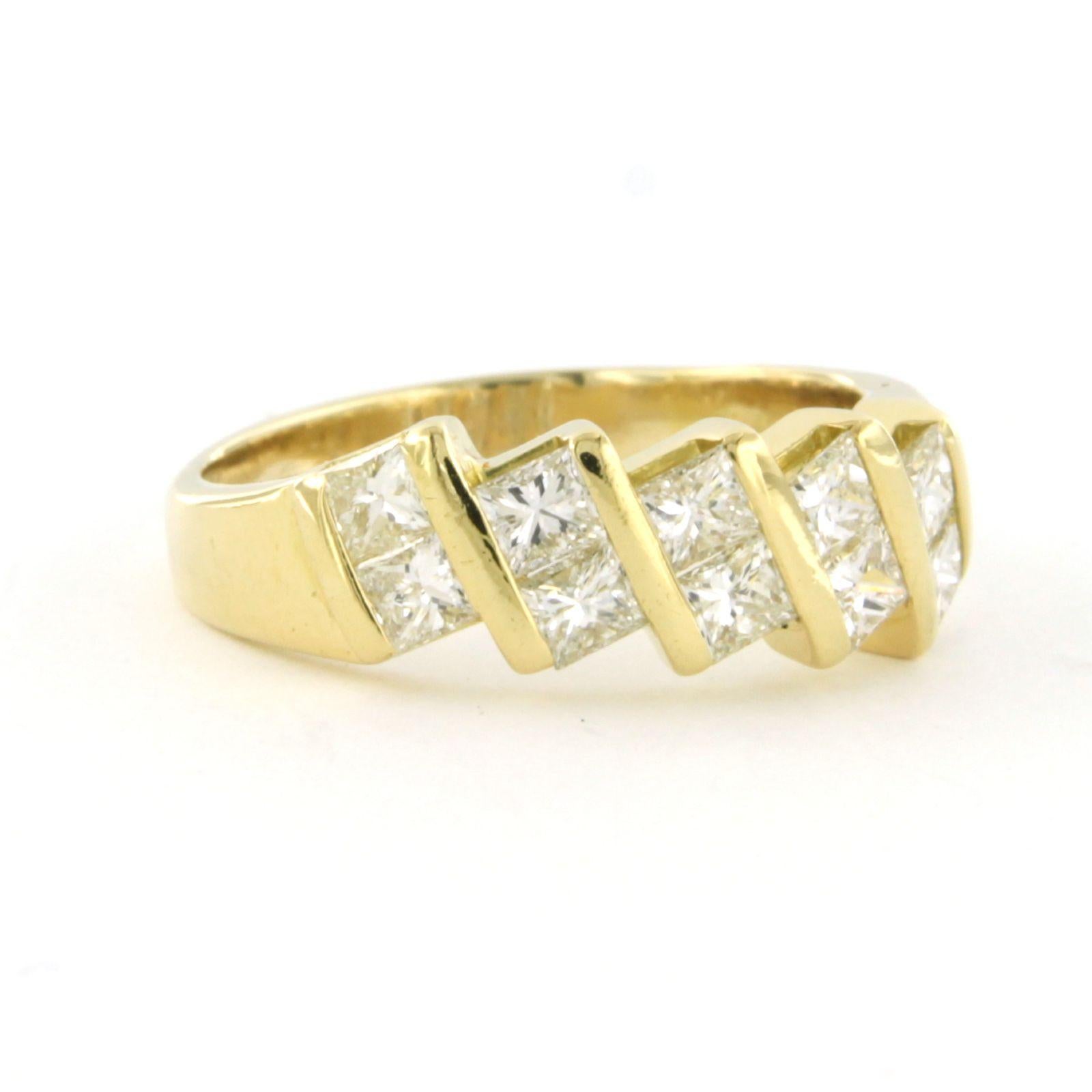 Bague avec diamants de taille prince jusqu'à 1,00ct Or jaune 14k 5,1 grammes Pour femmes en vente