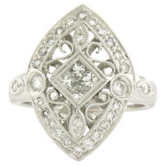 Bague avec diamants de taille princesse et brillant jusqu'à 0,56ct Or 18k 6,7 grammes