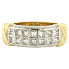 Ring with princess cut diamonds up to 0.70ct 18k bicolor gold - 7.7 grams