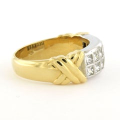 Ring with princess cut diamonds up to 0.70ct 18k gold 7.7 grams