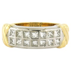 Ring with princess cut diamonds up to 0.70ct 18k gold 7.7 grams