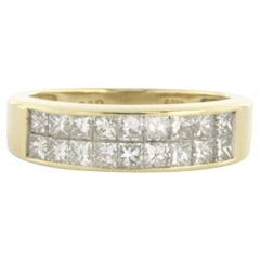 Ring with princess cut diamonds up to 1.10ct 14k yellow gold 3.3 grams