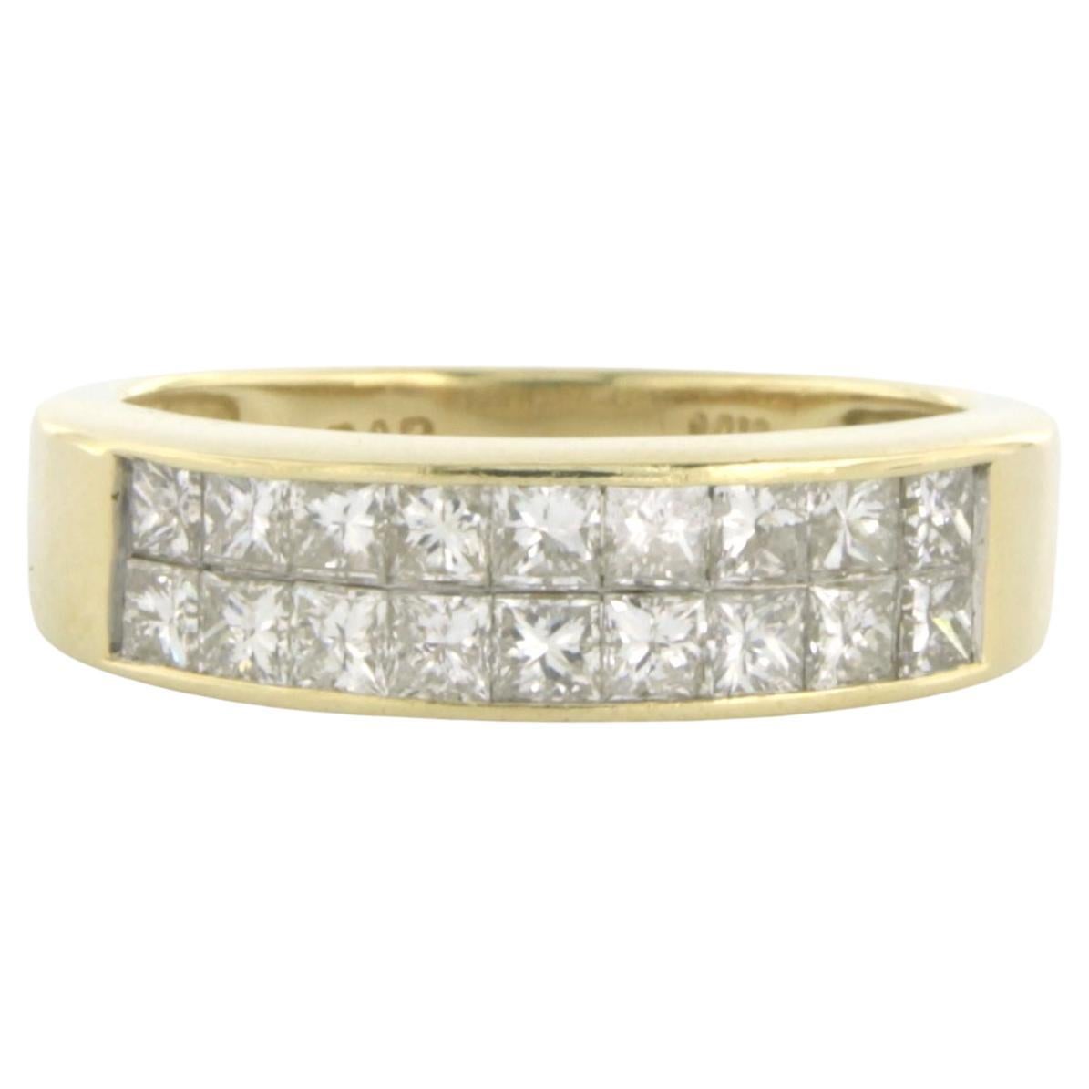 Ring with princess cut diamonds up to 1.10ct 14k yellow gold