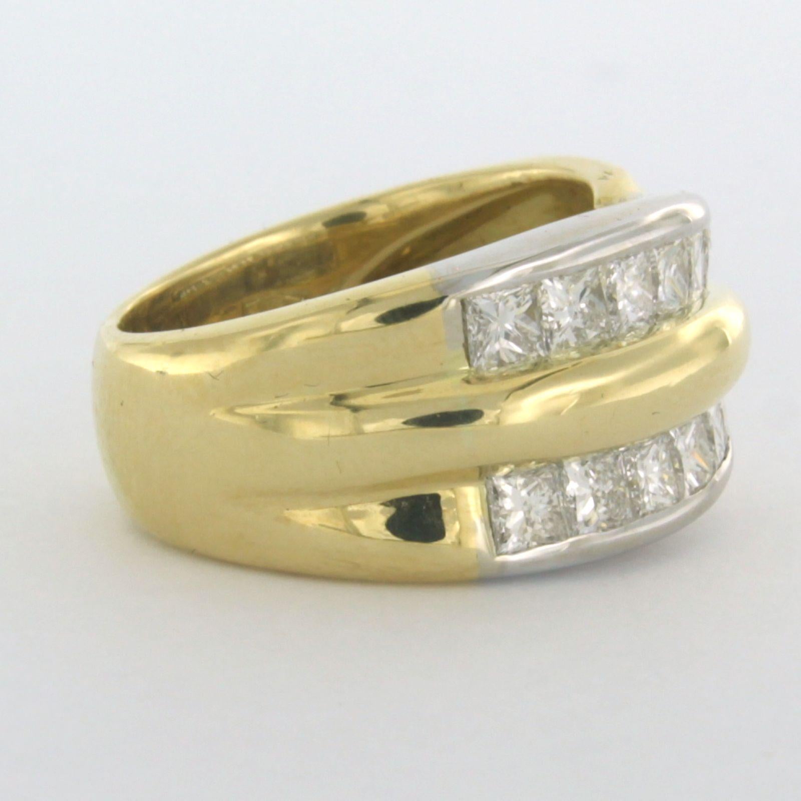 ring with prindess cut diamonds up to 2.00ct 18k bicolour gold - 14.4 gram For Sale 1