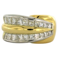 Bague avec diamants taillés en prindess jusqu'à 2,00ct Or bicolore 18k - 14,4 grammes