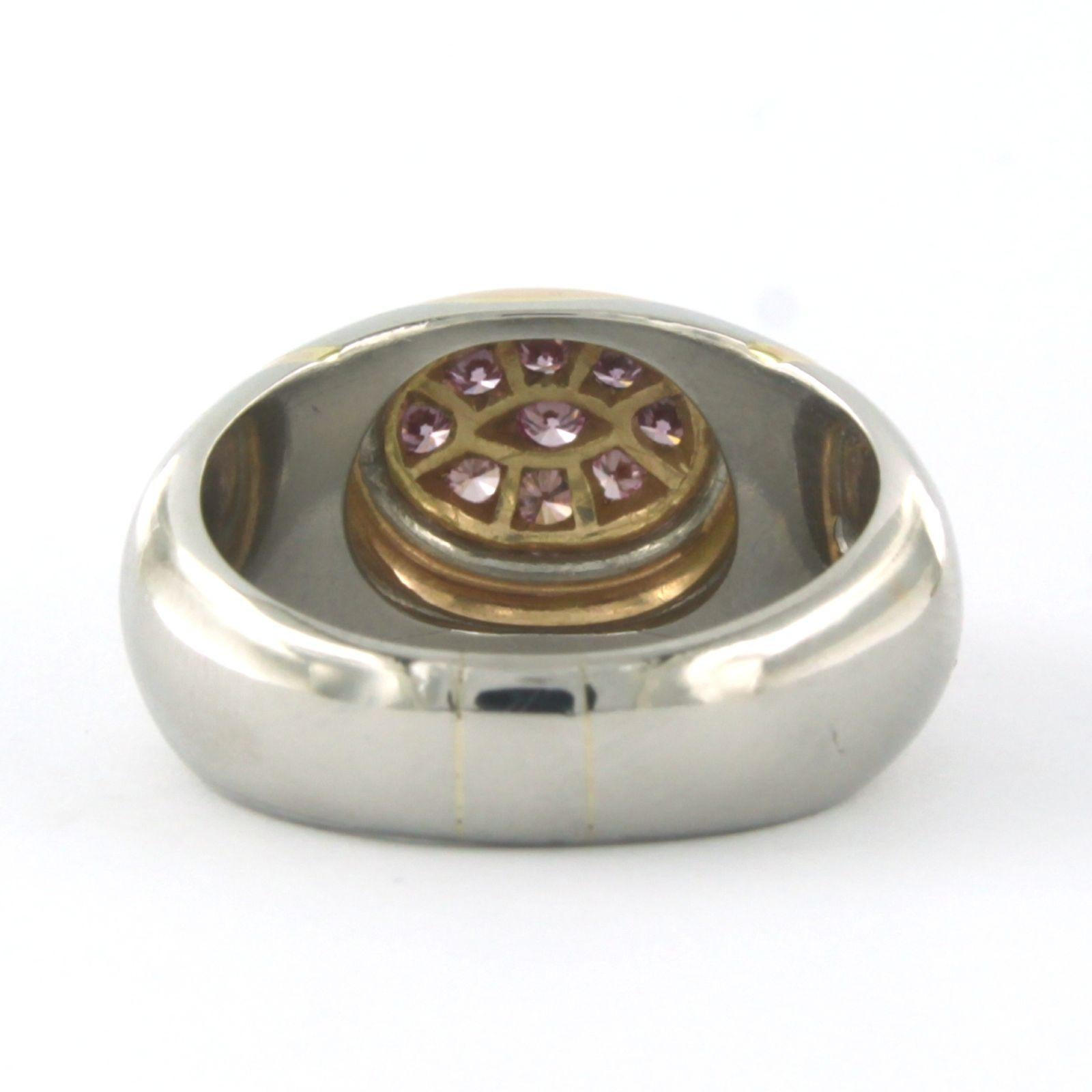 Taille brillant Bague avec diamants violets de taille brillant jusqu'à 0,25ct Or rose 18k et platine en vente