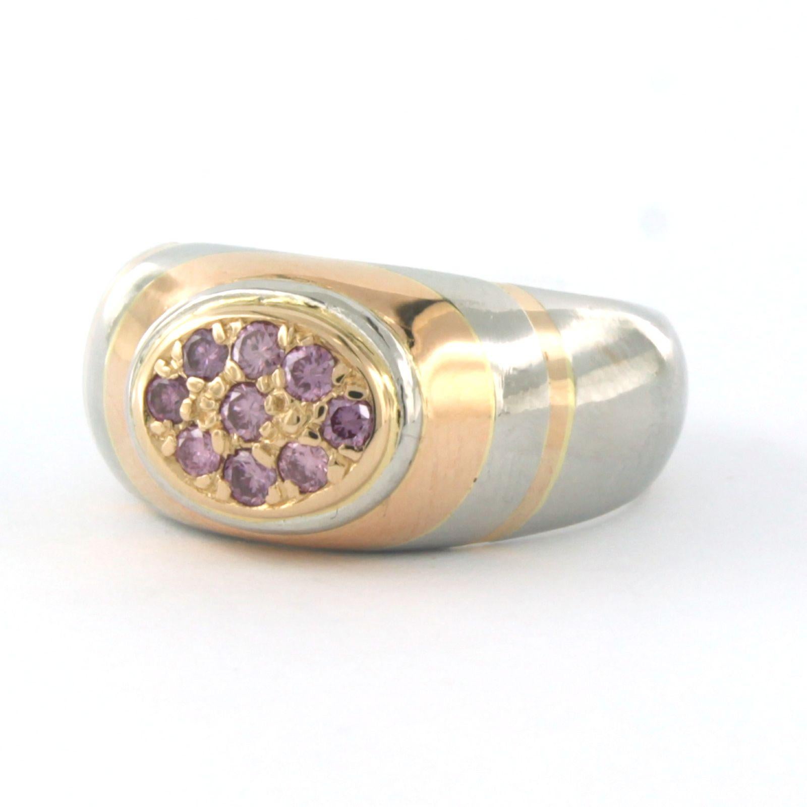 Anello con diamanti viola taglio brillante fino a 0,25ct in oro rosa 18k e platino In condizioni ottime in vendita a The Hague, ZH