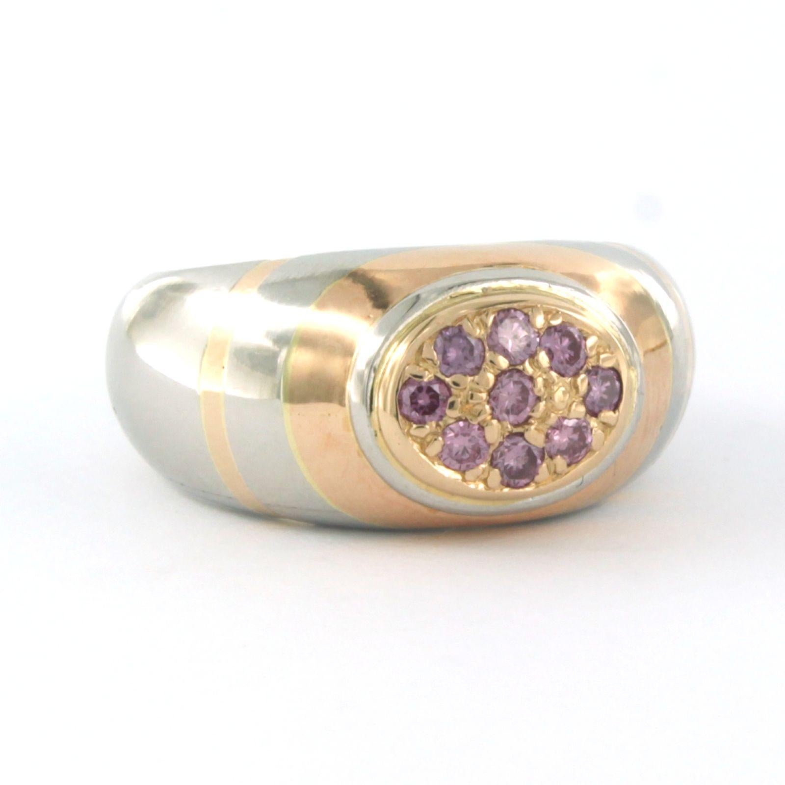 Bague avec diamants violets de taille brillant jusqu'à 0,25ct Or rose 18k et platine en vente 1