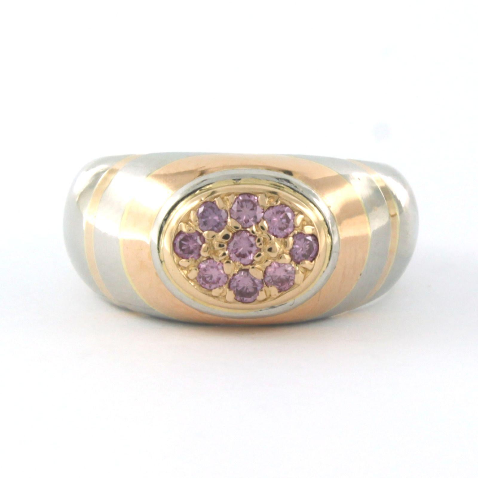 Anello con diamanti viola taglio brillante fino a 0,25ct in oro rosa 18k e platino in vendita