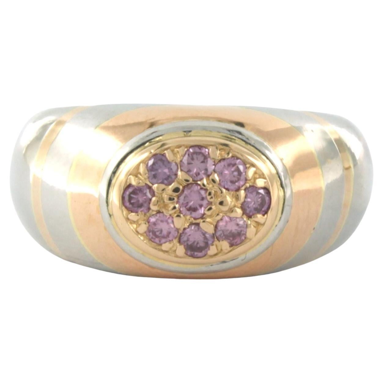Bague avec diamants violets de taille brillant jusqu
à 0,25ct Or rose 18k et platine en vente