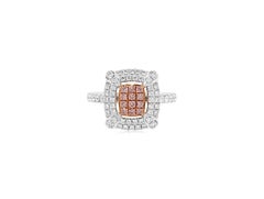 Ring with Rare round brilliant cut Pink diamonds and white diamonds, made in Pt