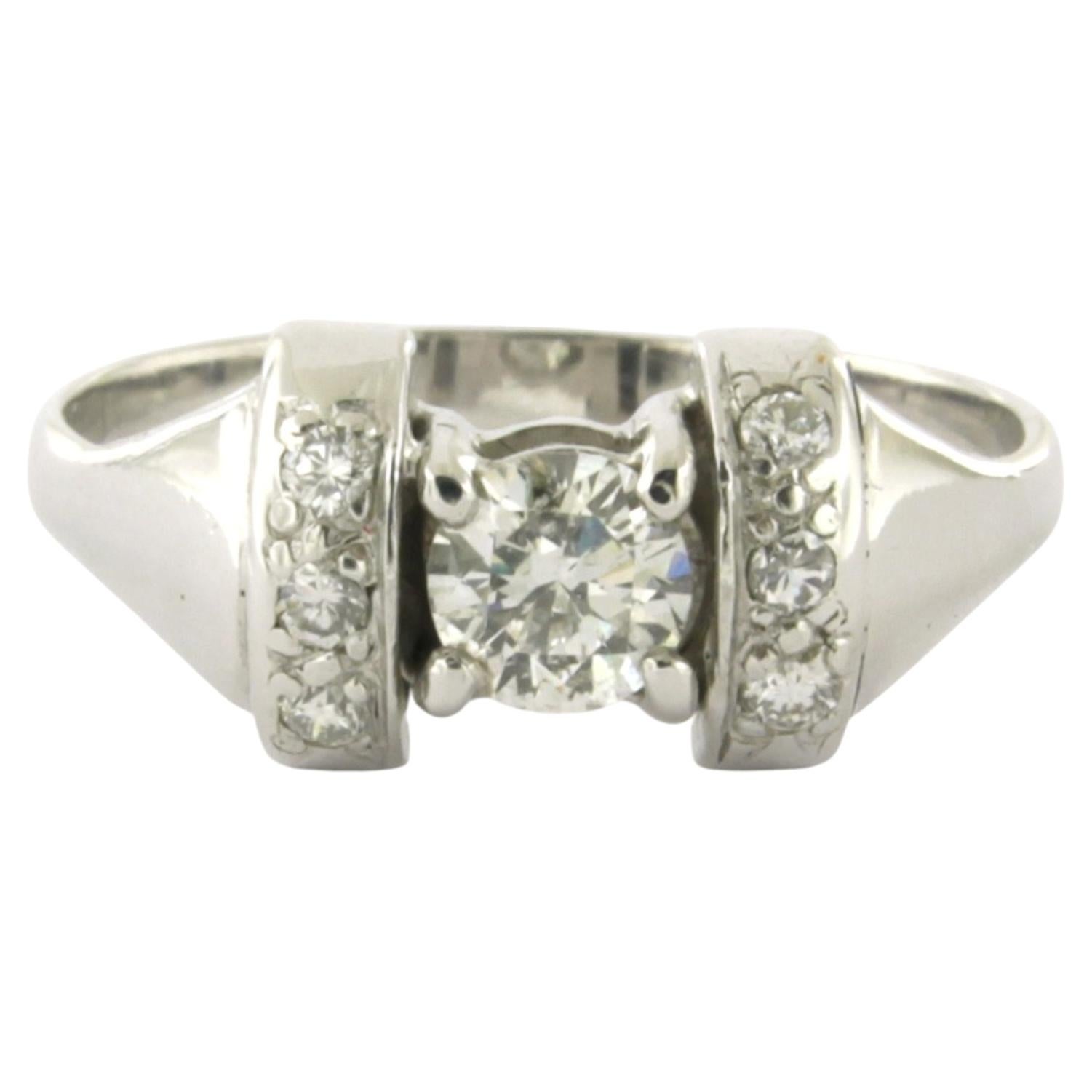 Ring with rilliant cut diamonds up to 0.63ct 18k white gold 3.3 grams For Sale