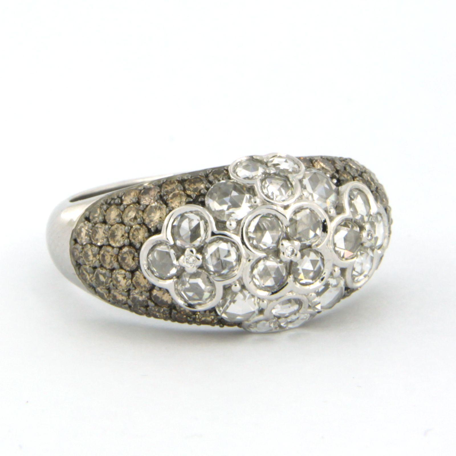 Ring with rose and brilliant cut diamonds up to 1.95ct 18k white gold Moderno en venta