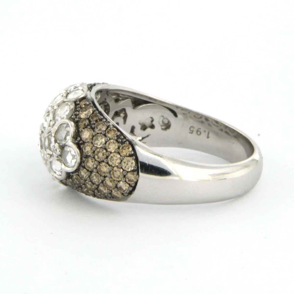 Ring mit Diamanten im Rosen- und Brillantschliff bis zu 1,95 Karat 18k Weißgold (Moderne) im Angebot