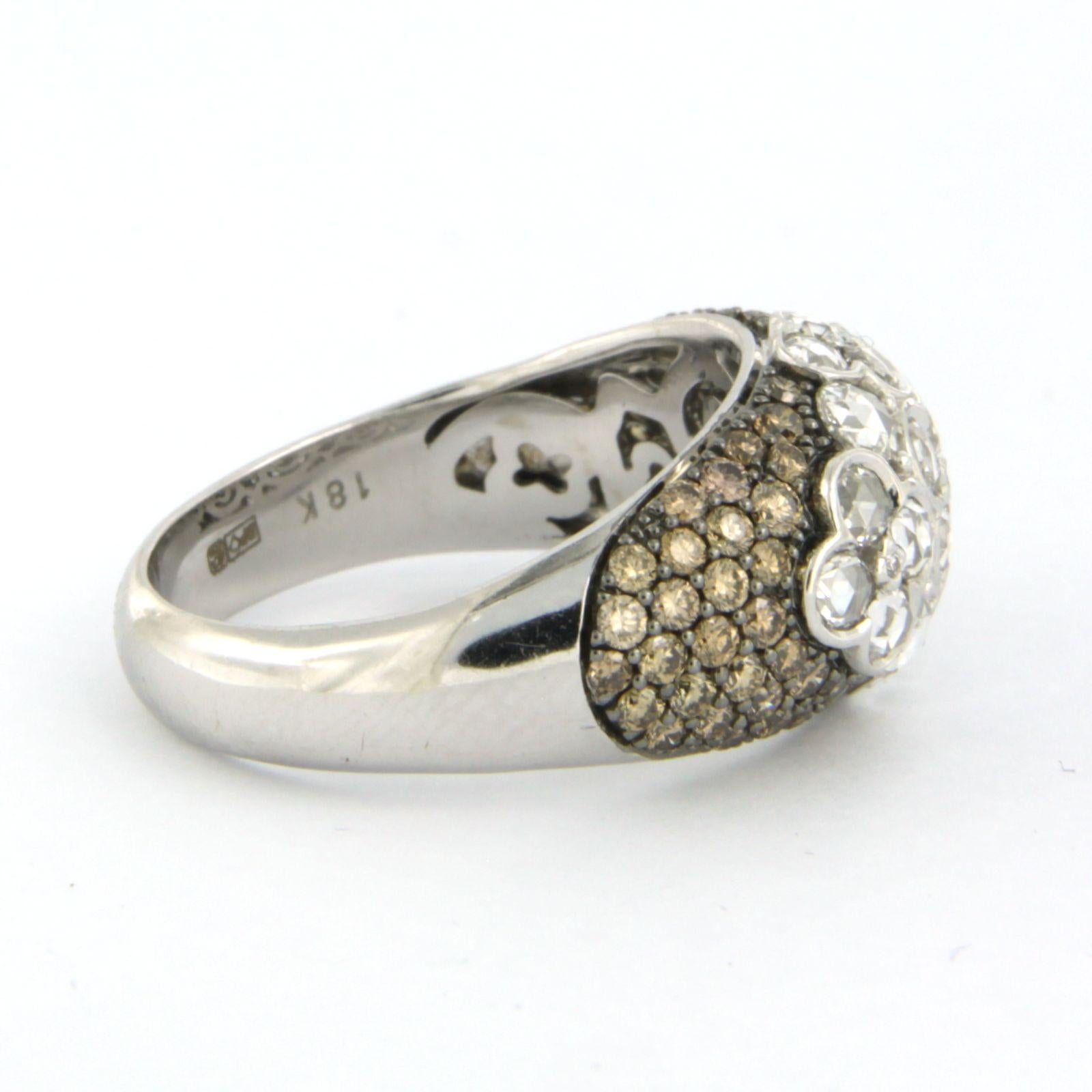 Ring with rose and brilliant cut diamonds up to 1.95ct 18k white gold Corte rosa en venta