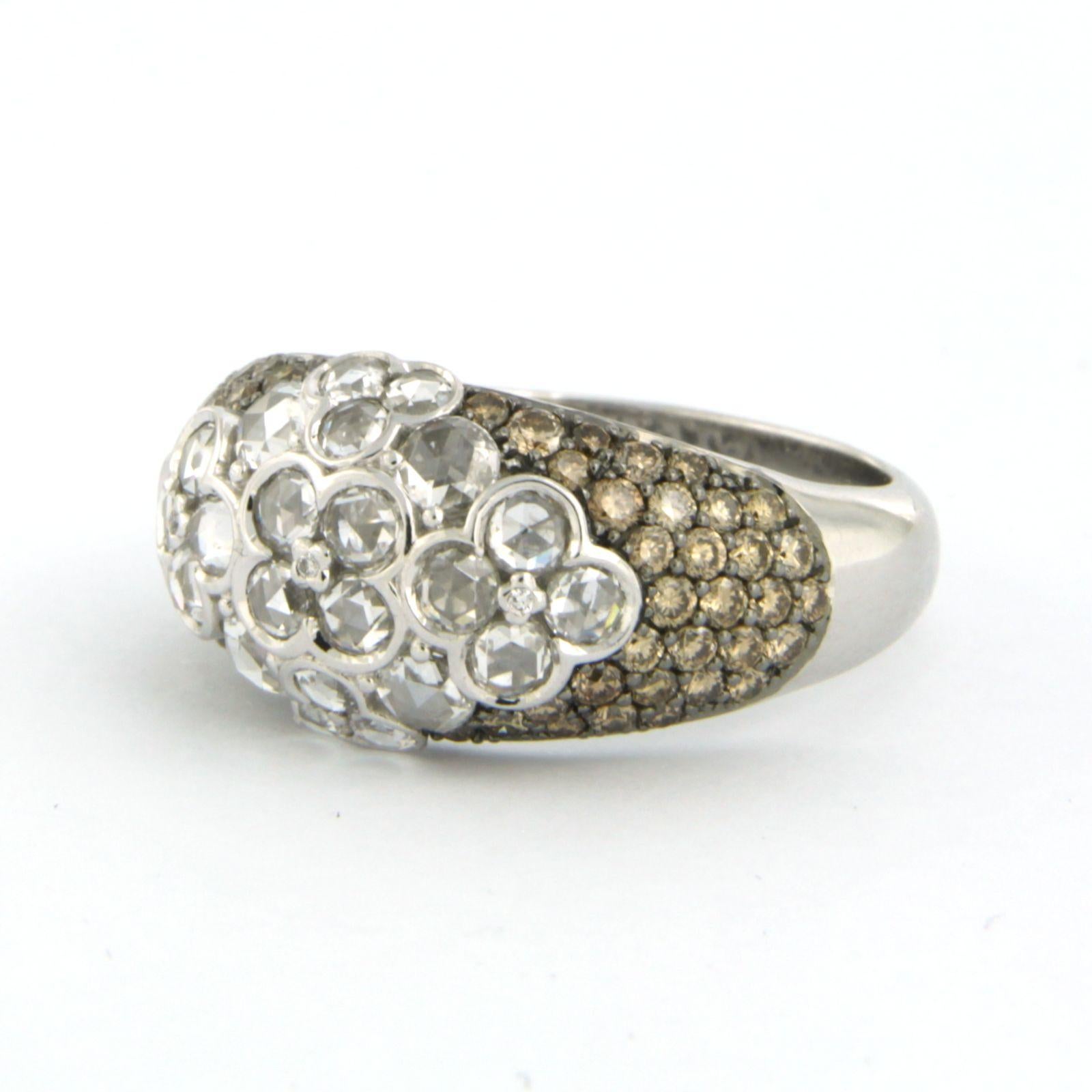 Ring with rose and brilliant cut diamonds up to 1.95ct 18k white gold en venta 1
