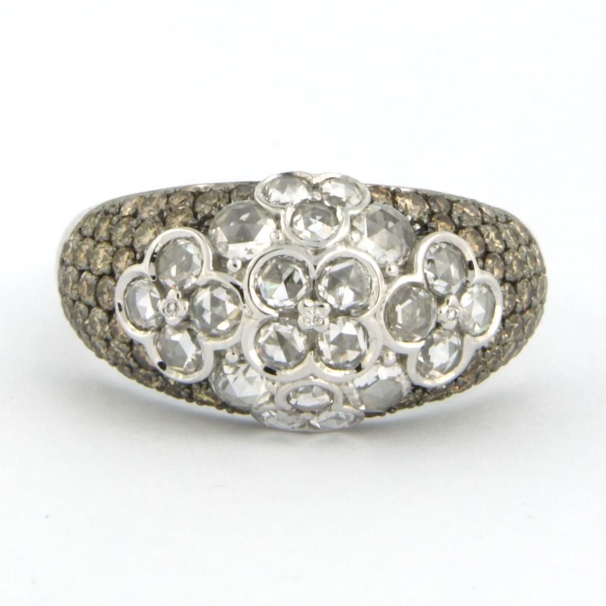 Ring with rose and brilliant cut diamonds up to 1.95ct 18k white gold
