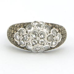 Ring with rose and brilliant cut diamonds up to 1.95ct 18k white gold
